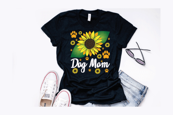 Dog Mom Sunflowers Graphics for T-Shirt Designs